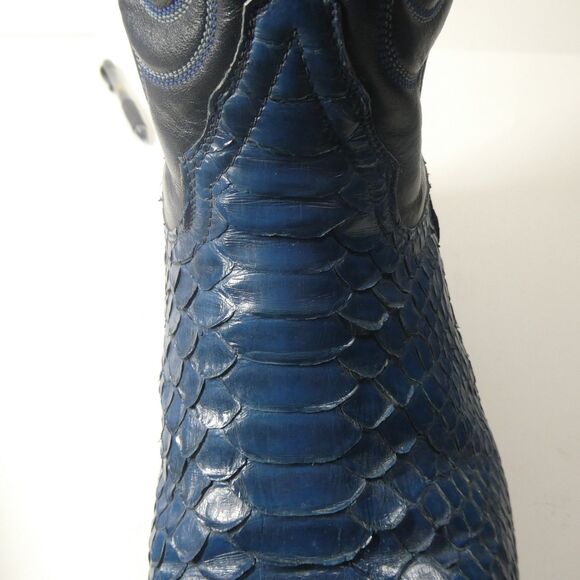 Tony Lama Boots Blue Python Snake Cowboy Western Mens 11 D Snakeskin Embroidered - Picture 14 of 16